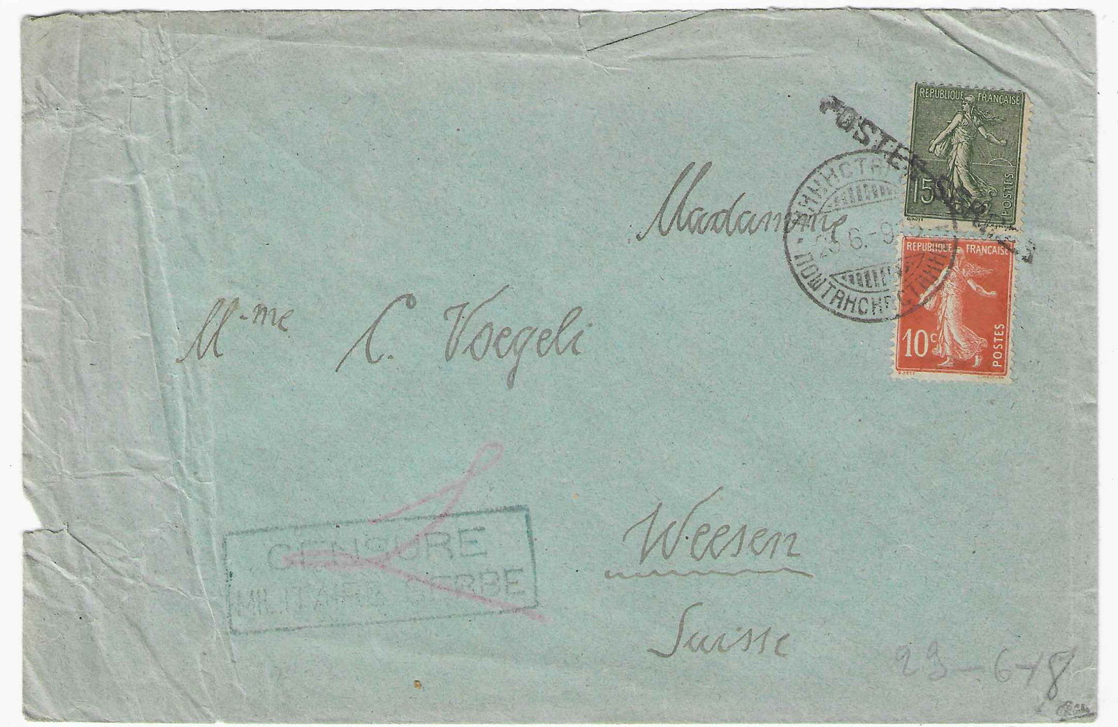 Postes serbes n° 2 et 3 - Semeuse - oblitérés sur lettre - TB - signée Calves