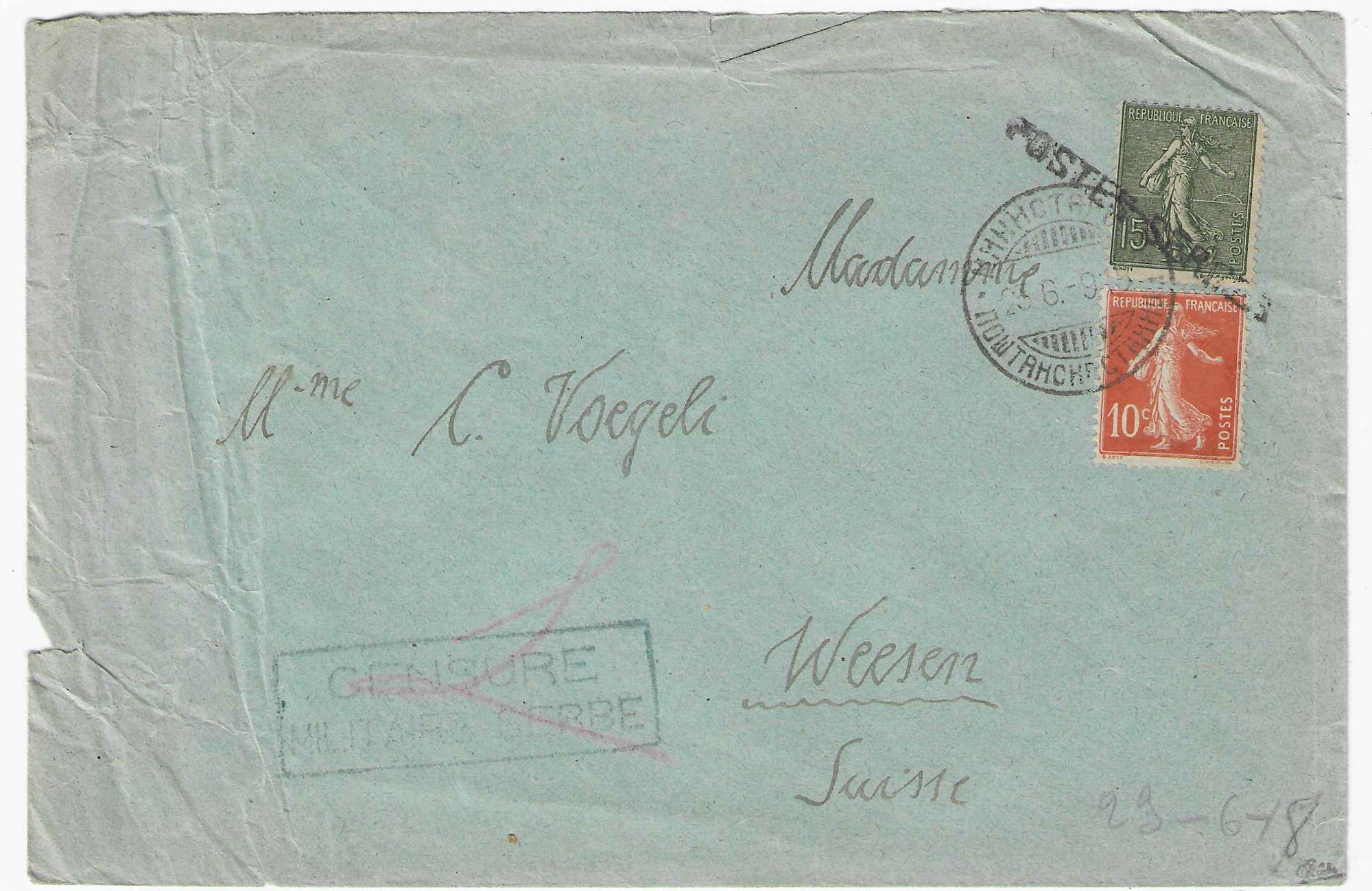 Postes serbes n° 2 et 3 - Semeuse - oblitérés sur lettre - TB - signée Calves