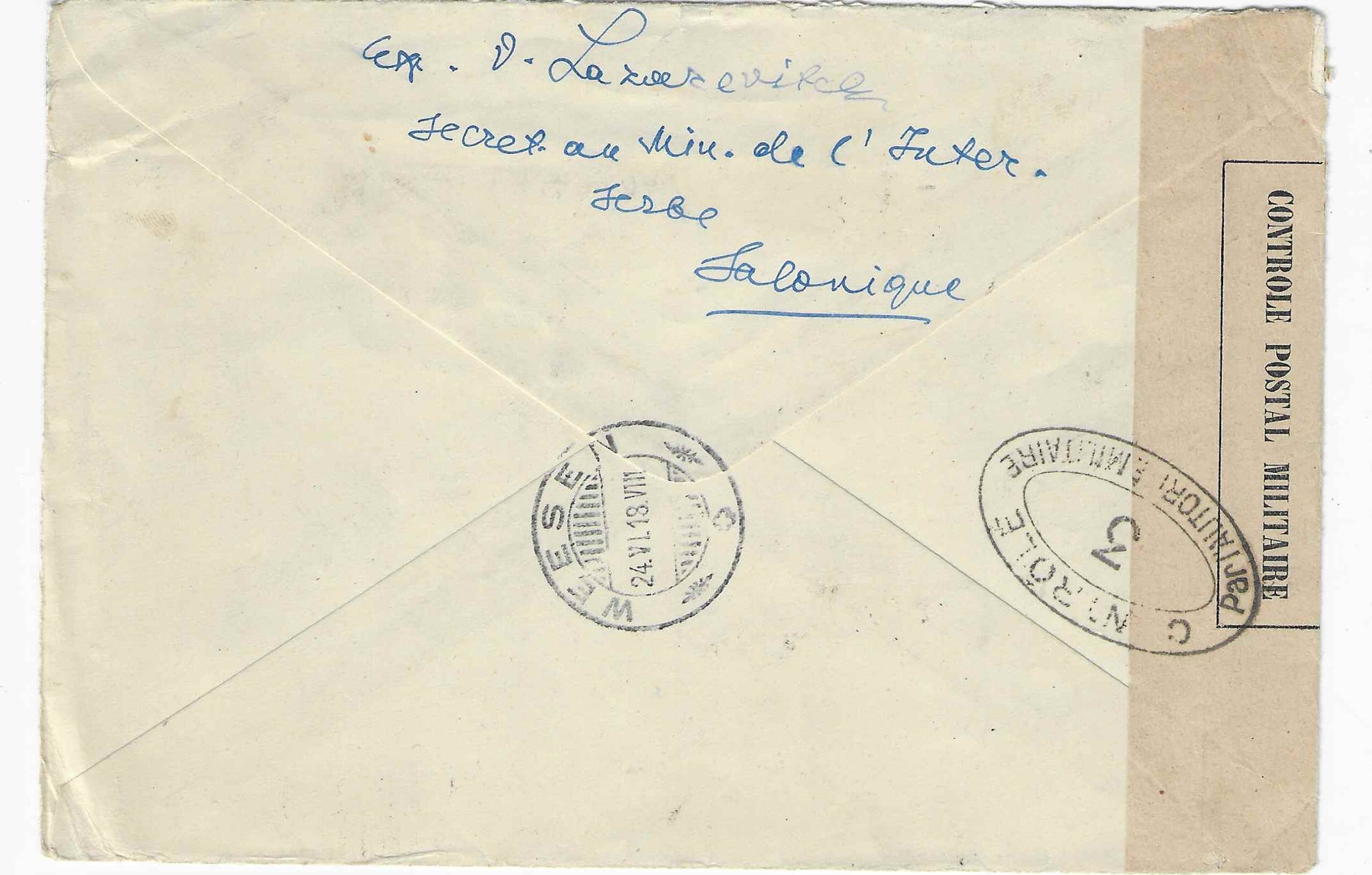 Postes serbes n° 2 et 8 - Semeuse et Merson - oblitérés sur lettre recommandée - TB - signée Calves