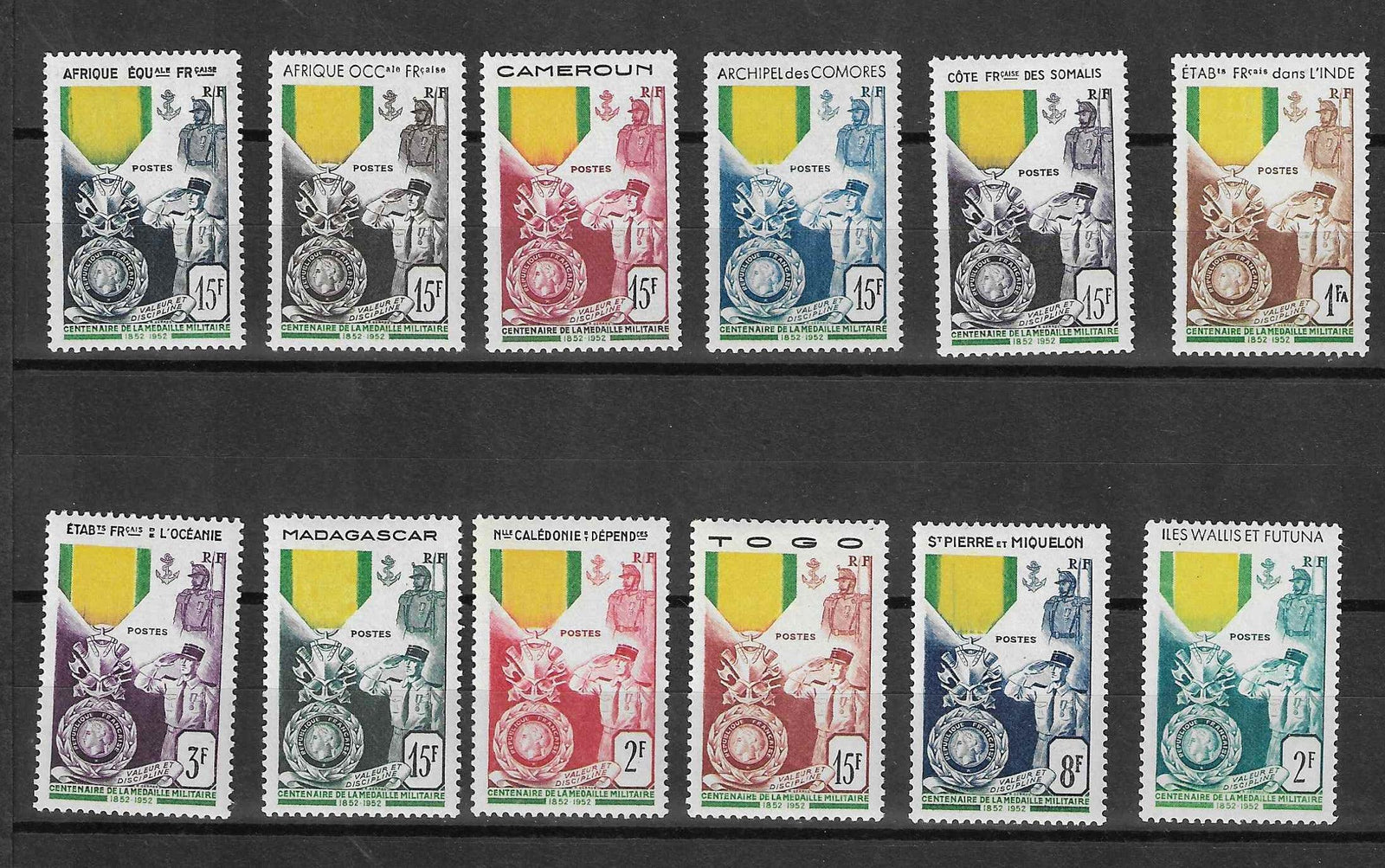 Grandes séries coloniales - Médaille militaire - les 12 valeurs - neufs** - SUP - Calves