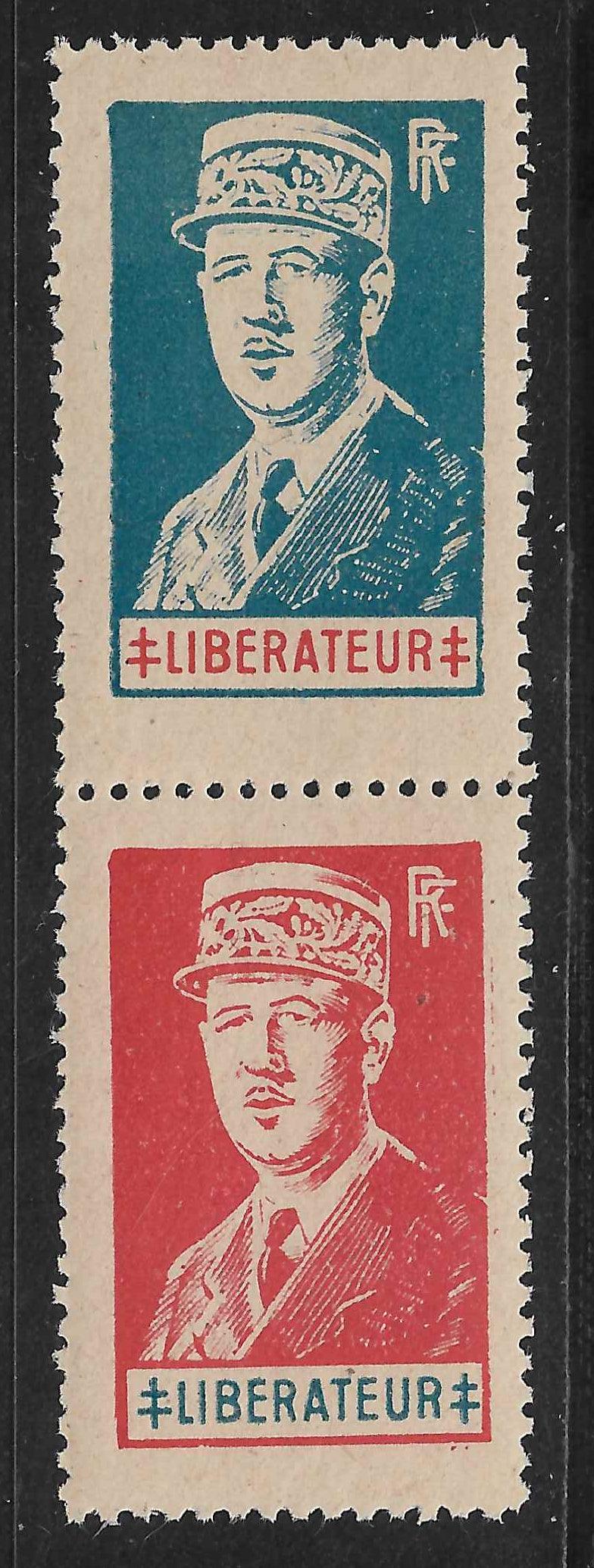 Libération de Lyon - paire De Gaulle - neuve** - SUP - avec certificat Calves - Calves