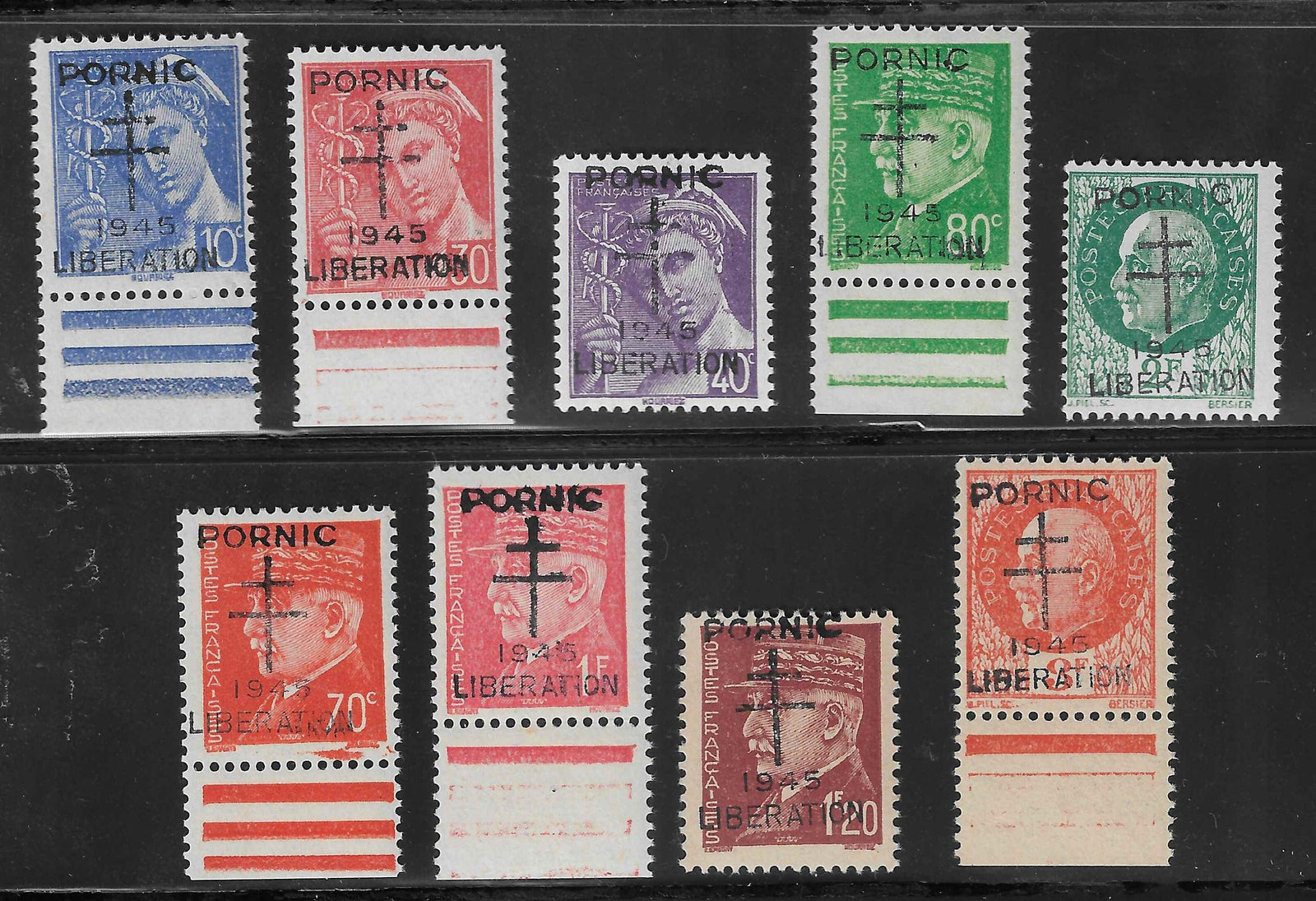 Libération de Pornic - n°1 à 9 - série complète - neufs** - SUP - signés et avec certificat papier Calves - Calves