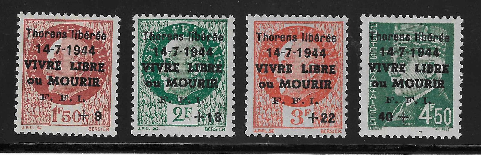 Libération de Thorens - n°1 à 4 - série complète - neufs** - SUP - signés et avec certificat Calves - Calves