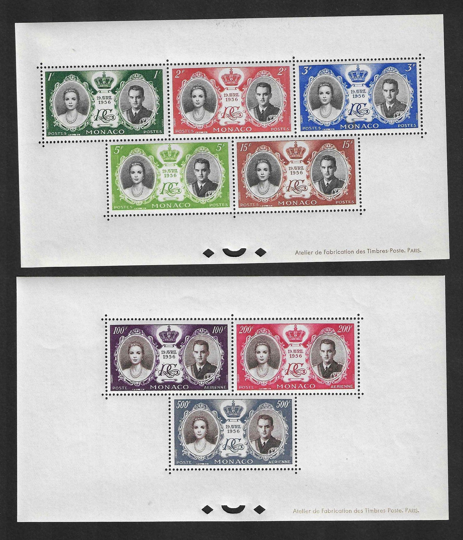 Monaco - bloc n°5 et bloc n°6 - non émis - mariage princier - neufs** - SUP - avec certificat Calves - Calves