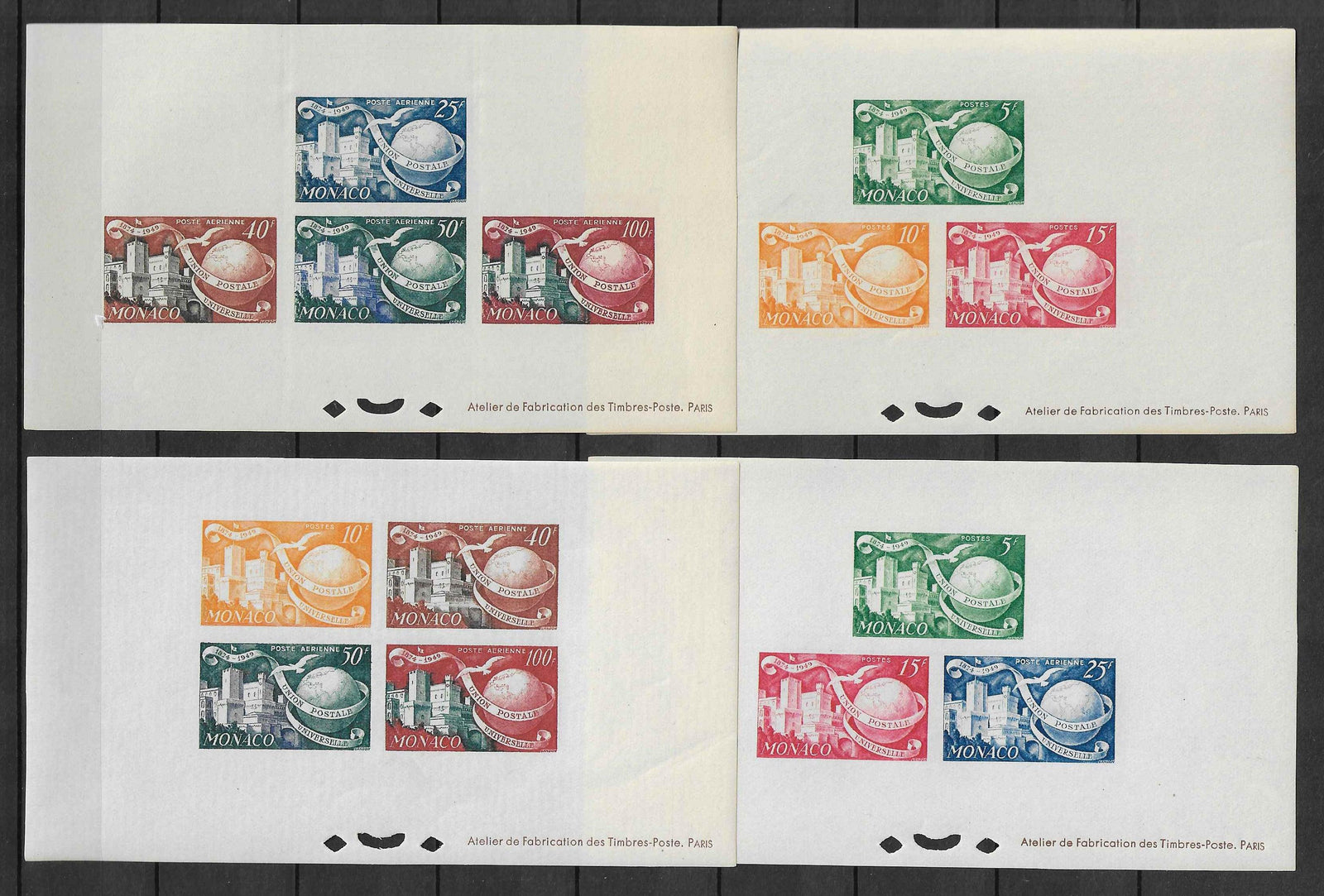 Monaco - bloc spécial n° 1a à 4a -U.PU. - série complète - neufs** - non dentelés - SUP - avec certificat Calves - Calves