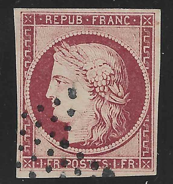 N° 6 - Cérès - 1 fr. carmin - oblitéré - SUP - signé Calves, Roumet et Brun et avec certificat Calves - Calves