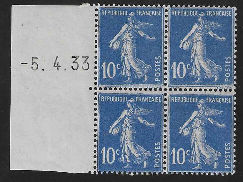N°YT 279 - Semeuse - bloc de 4 exemplaires coin daté avec date à gauche - neuf** - SUP - signé Calves - Calves