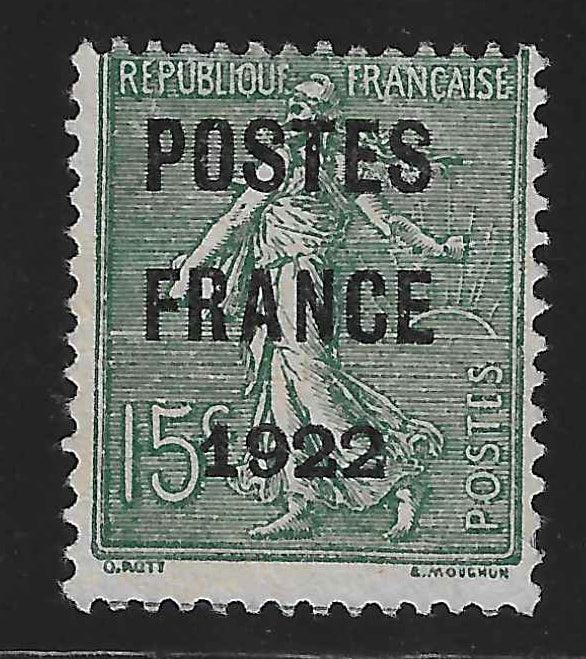 Préoblitéré n°37 - Postes France 1922 - Sans gomme - TB - signé et avec certificat Calves - Calves