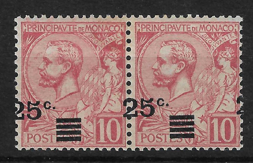 Monaco - n°52b - paire avec surcharge à cheval - neuve** - SUP - signée Calves - Calves