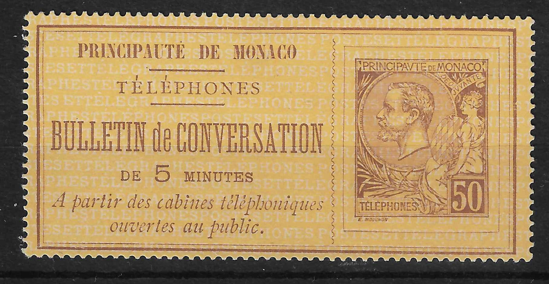 Monaco - timbre-téléphone n°1 - neuf - SUP - signé et avec certificat Calves - Calves