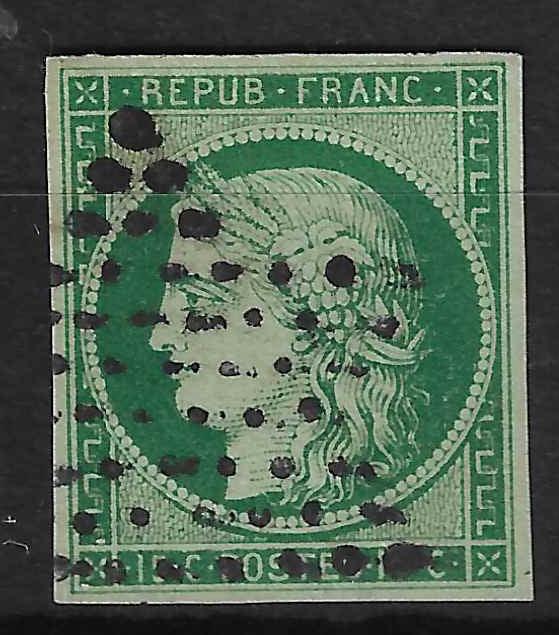 N° 2b - Cérès - 15 c. vert foncé - oblitéré - SUP - signé et avec certificat papier Calves - Calves