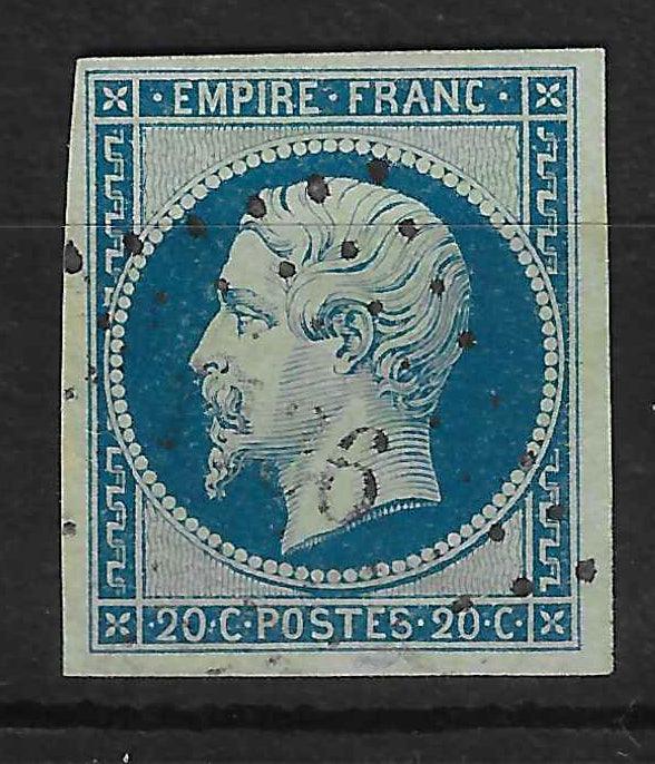 N°14Ad - Empire - 20 c. bleu sur vert type I - oblitéré - SUP - signé Calves - Calves