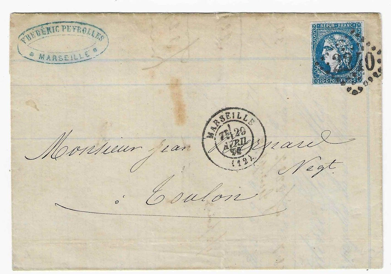 N°46 - faux de Marseille - sur lettre - SUP - avec certificat papier Calves - Timbres-experts.com 