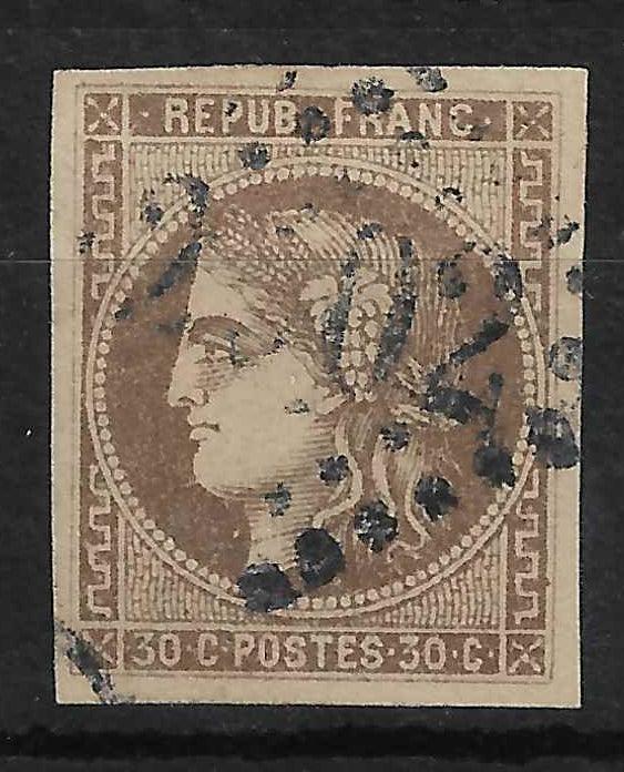 N°47a - Emission de Bordeaux - 30 c. brun clair - oblitéré - SUP - signé Calves - Calves