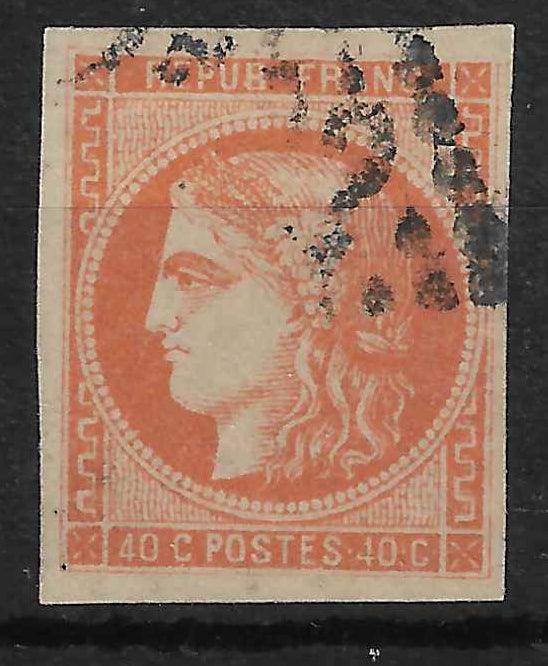 N°48 - Emission de Bordeaux - 40 c. orange - oblitéré - SUP - signé Calves - Calves
