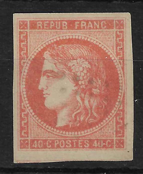 N°48g - Emission de Bordeaux - 40 c. vermillon vif - oblitéré - SUP - signé Calves et Brun et avec certificat papier Calves - Calves