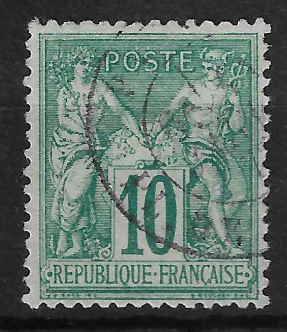N°76 - Type Sage - 10 c. vert (II) - oblitéré - SUP - signé et avec certificat Calves - Calves