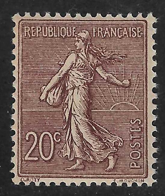 N°YT 131a - Semeuse - brun-lilas foncé - neuf** - SUP - signé et avec certificat Calves - Timbres-experts.com 